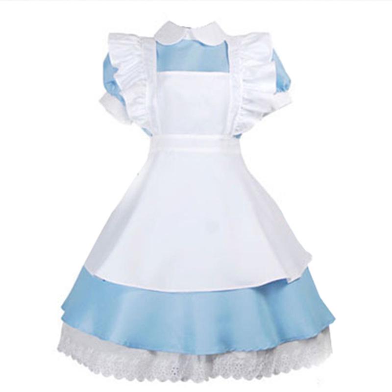 Nebesky modré Halloweenské šaty Alice v říši divů Lolita Služebná