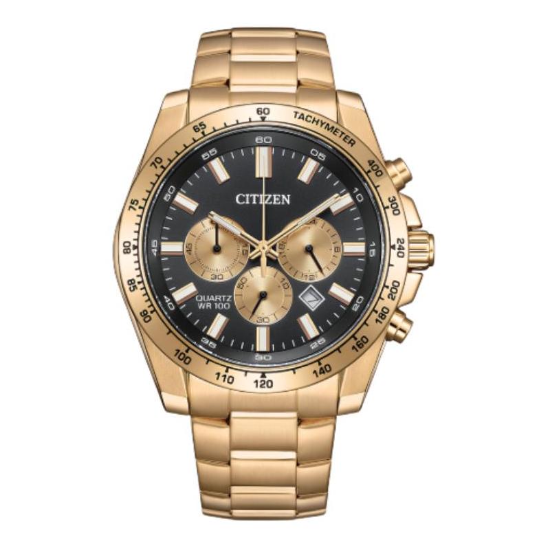 CITIZEN QUARTZ series 100 meters waterproof Quartz Steel Strap 44mm men s watch black dial AN8233-51E чёрный