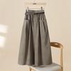 Women's Loose A-line Midi Skirt with Pockets