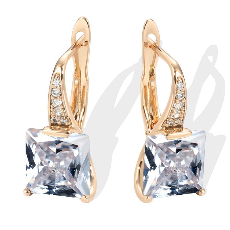 1 пара серьги-клипсы принцессы белого, синего, зеленого цвета, многоцветные серьги-клипсы с камнями для женщин, висячие серьги с геометрическим узором, модные свадебные украшения белый