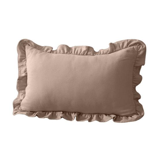 Copricuscino Decorativo a Volant per Divano Letto Quadrato, Federa a Quadri in Cotone con Bordo Arricciato, Cuscini Monocolore 18x18 Pollici 20x12 Copertura Decorativa per