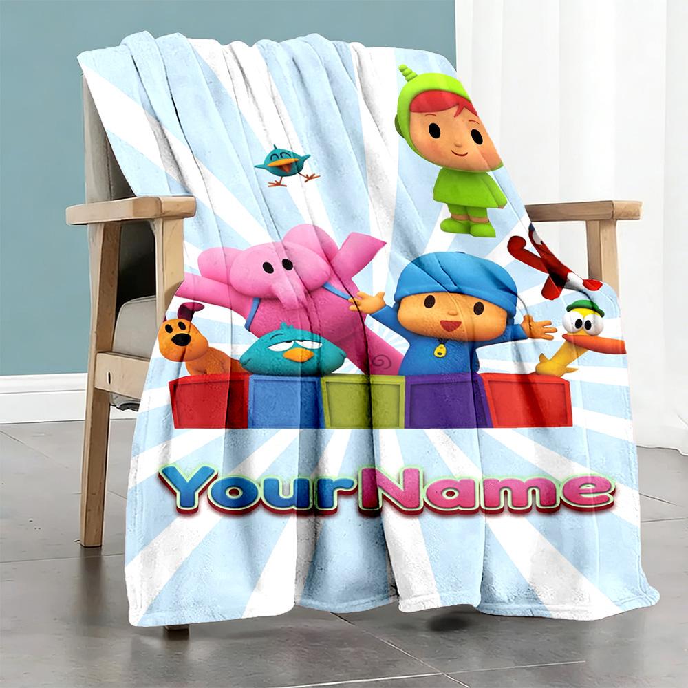 Pocoyo Personalized Name Blanket Gift Customizable Blanket Ultra-Soft Great for Home Decor Picnics Livingroom Living Room All-Season Use