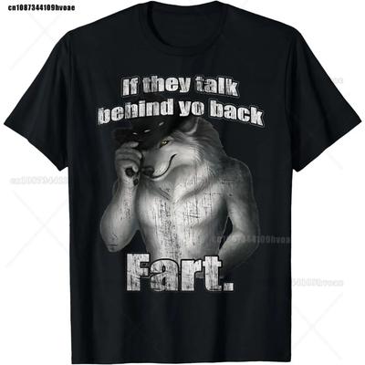 Wenn sie hinter deinem Rücken reden Furz Wolf Lustiges T-Shirt Literally Me T-Shirt Kleidung Harajuku Retro Damen T-Shirt