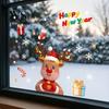 Removable Winter Stickers for Kids Christmas Window Stickers, Static PVC Decals with Santa Claus Reindeer Snowman Cheerful Seasonal Glass Patterns,