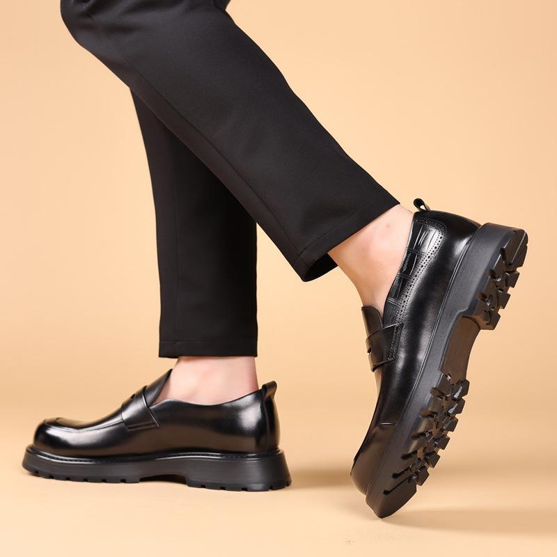 Men'S Doudou Shoes One Pedal Loafers Men'S Leather Business Casual Platform Leather Shoes
