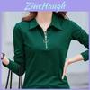 Women Long Sleeve Polo T Shirt With Splicing Design For Casual Office Wear
