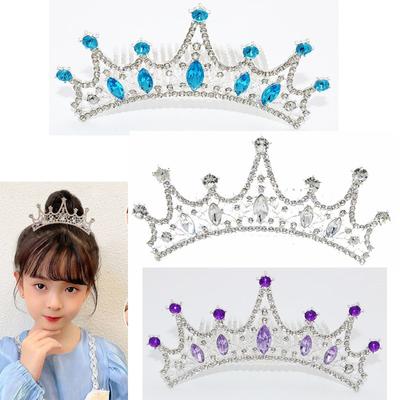 Children's High End Crown Tiara Princess Rhinestone Crown Comb Little Girl Golden Hair Comb Korean High End Hairpin
