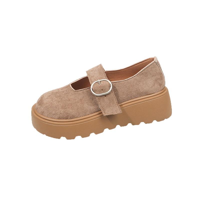 

женские весенне-осенние новые туфли Мэри Джейн на толстой подошве, на платформе, с мелким вырезом, под юбку 40 верблюд