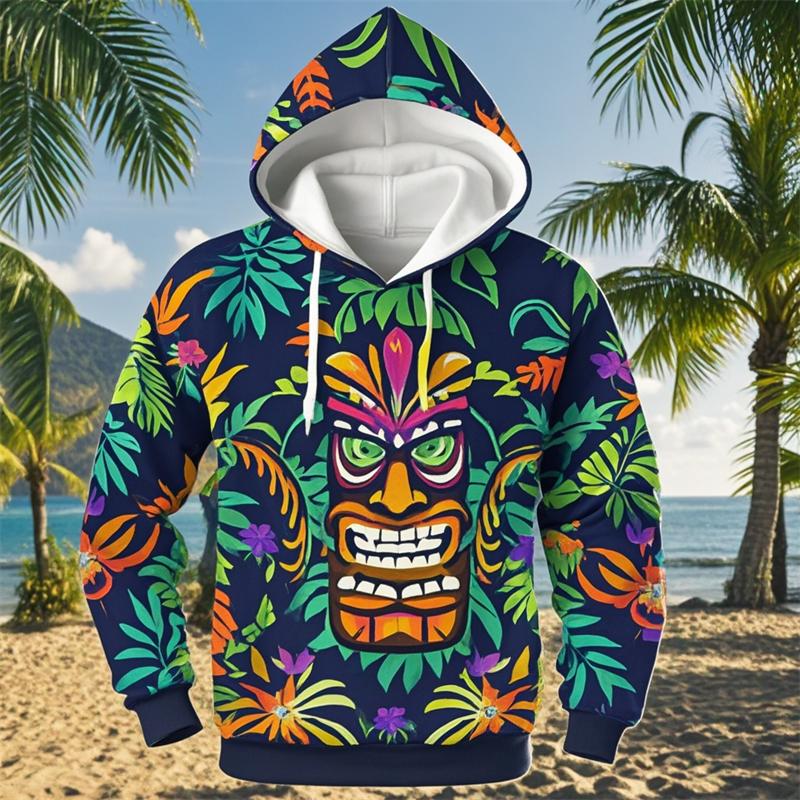 New Tiki Mask Hoodies Hawaiian 3D Print Men Women Hooded Sweatshirts Oversized Harajuku Pullover Tracksuit Coat Man Clothing