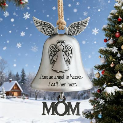 Christmas Bell Ornament Collectible Holiday Angel Wing Bell Engraved Christmas Pendant Memorial Decoration