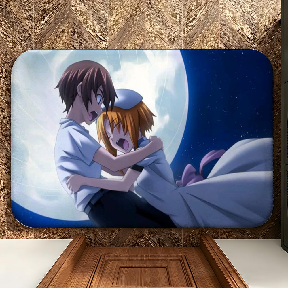 Anime H-Higurashi When They Cry Floor Mat Soft Flannel Floor Mat Suitable for Entryways, Living Rooms, Bedrooms, and Bathrooms