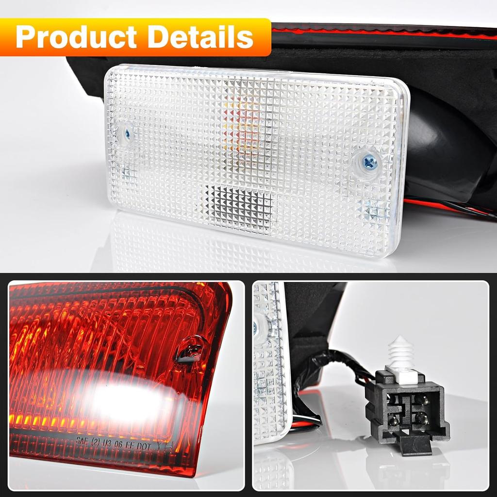 Center High Mount Stop Light Third Brake Light With Indoor LED Lamp Compatible With 1992- Ford E150 E250 E350 E450 E550 Econoline Super Duty Replaces
