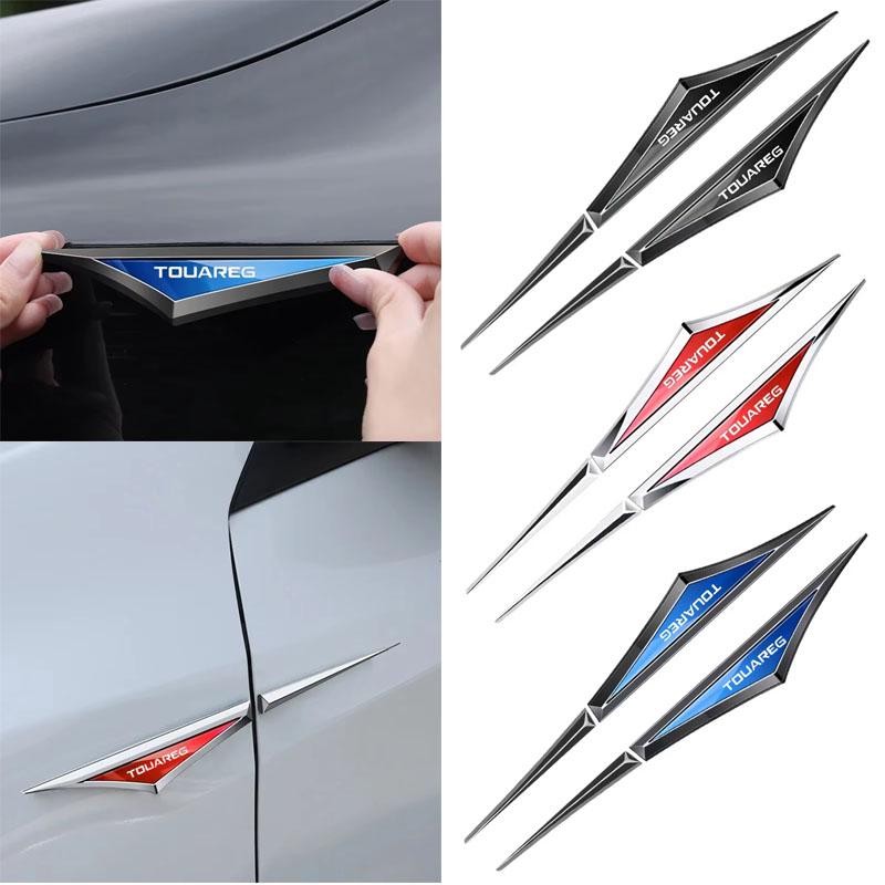 2Pcs for Volkswagen VW Touareg Golf Rline GTI Tiguan Sharan Touran 3D Alloy Knife J198 Emblem Car Body Side Door Blade Fender Sticker