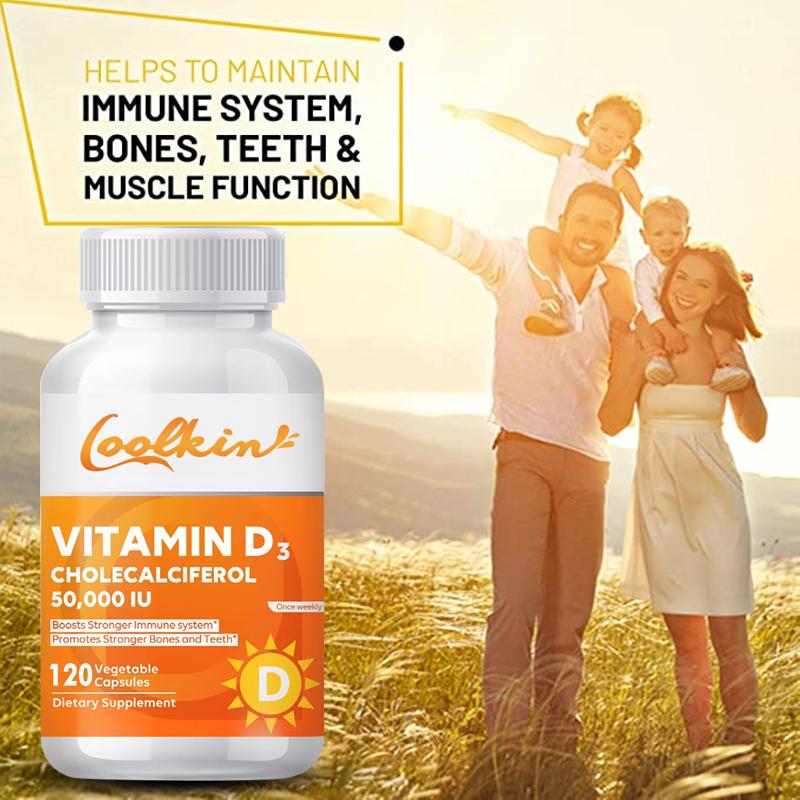 Coolkin Vitamin D3 Capsules, Vitamin D Supplement, 120 Capsules Per Pack, Easily Absorbed, Suitable for Adults