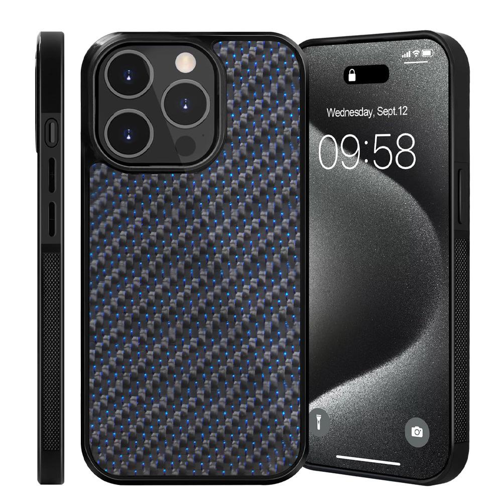 For iPhone 15 Pro Max Case Twill Texture Aramid Fiber + TPU Shockproof Phone Cover