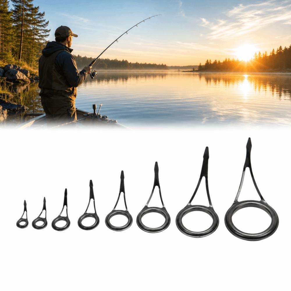 16PCS 8 Size Fishing Rod Guides Sets Stainless Steel Spinning Rod Guides  Replacement Guide
