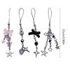 4Pcs Cute Bowknot Star Pendant Phone Charm Y2K Phone Chain Strap Sweet Bag Decoration Lanyards Keychain Accessories