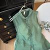 Green vest women's summer 2025 new model niche outdoor sleeveless jacquard shirt top