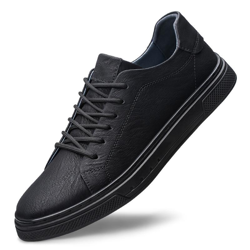 

Британские мужские удобные кроссовки Классические мужские повседневные туфли из натуральной кожи Модные универсальные балетки Весенне-летние туфли для скейтборда Мужские 47 чёрный