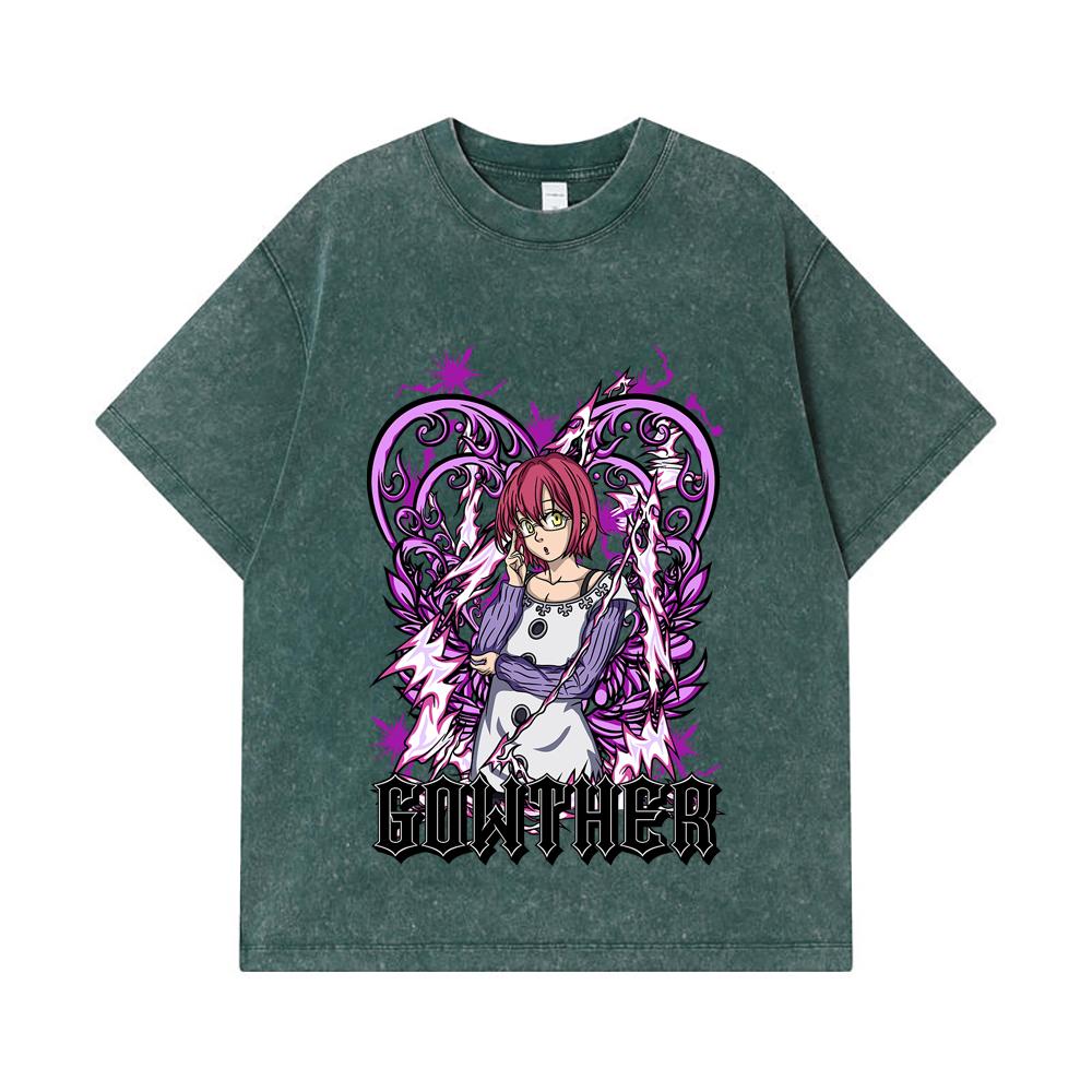 275 GSM Washed T-shirts 100% Cotton Seven Deadly Sins V5 Gowther Print Unisex Heavy Cotton T Shirt