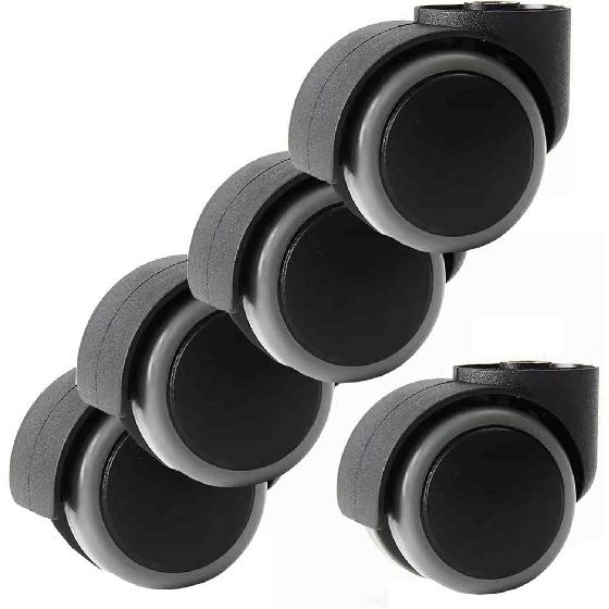 Office Chair Casters Wheels - Set of 5, Universal, Rodless, Silent, Easy Install, Metal, Swivel