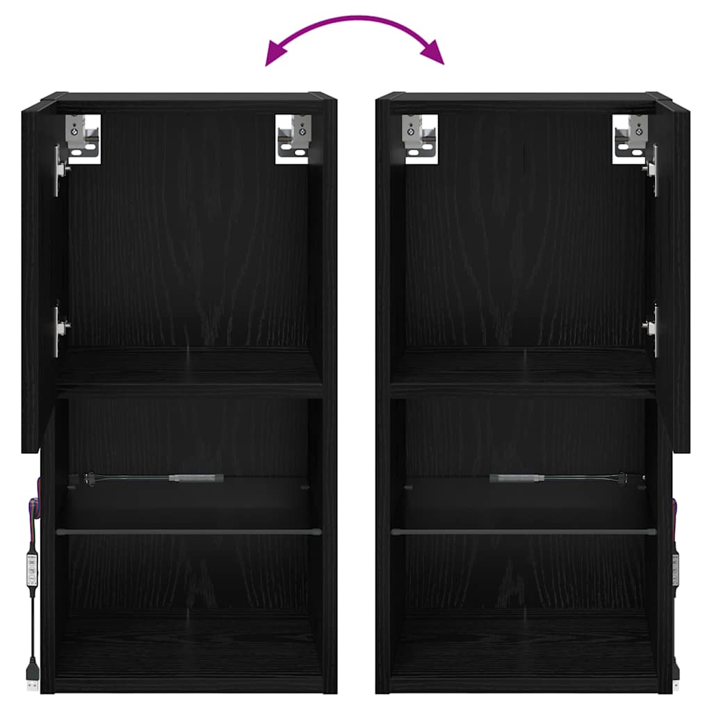 Wall Mounted TV Cabinet Black Oak Effect Particleboard