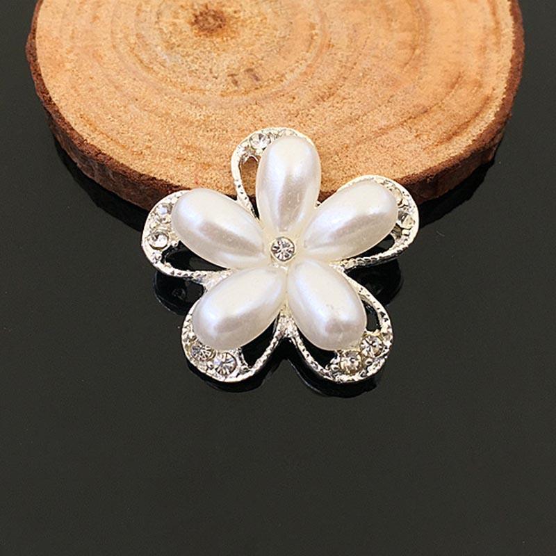

Engood 60Pcs Five-Petal Pearl Flower Rhinestones Flatback Button Children Headband Kids Hair Sewing Trim & Embellishments Craft срібний