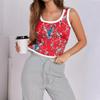 Women's Ribbed Tank Top Sleeveless Beach Printed Knit U Neck Shirt Summer Casual Tank Top