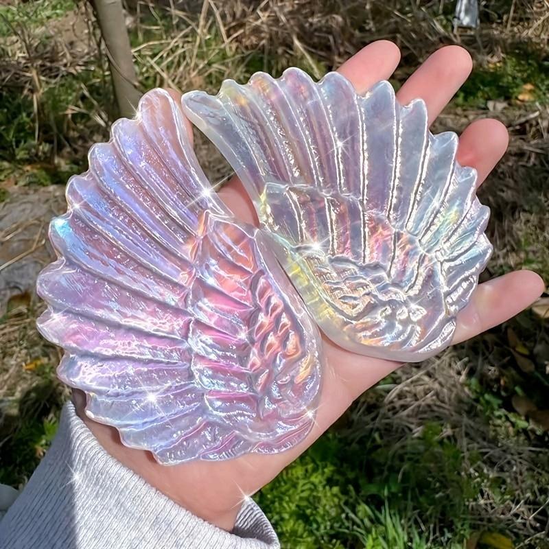 Natural Healing Selenite Feather Wing Crystal Carving Polished Energy Stone Ornament for Reiki Meditation Decor One Size