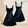 Women Plus Size Spaghetti Strap Off Shoulder Dress Cosmic Whale Star Moon Print Swing Dress