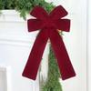Large Size Christmas Red Velvet Bow Extended Ribbon Classic Christmas Tree Bow Pendant Reusable Christmas Wreath Bow-knot