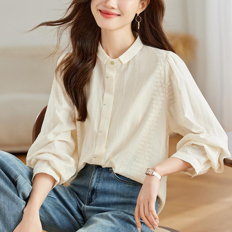 

Маленькая рубашка с лацканами и длинными рукавами для женской весенней одежды, новый стиль, шикарная, высококлассная и свободная, универсальная рубашка XXL