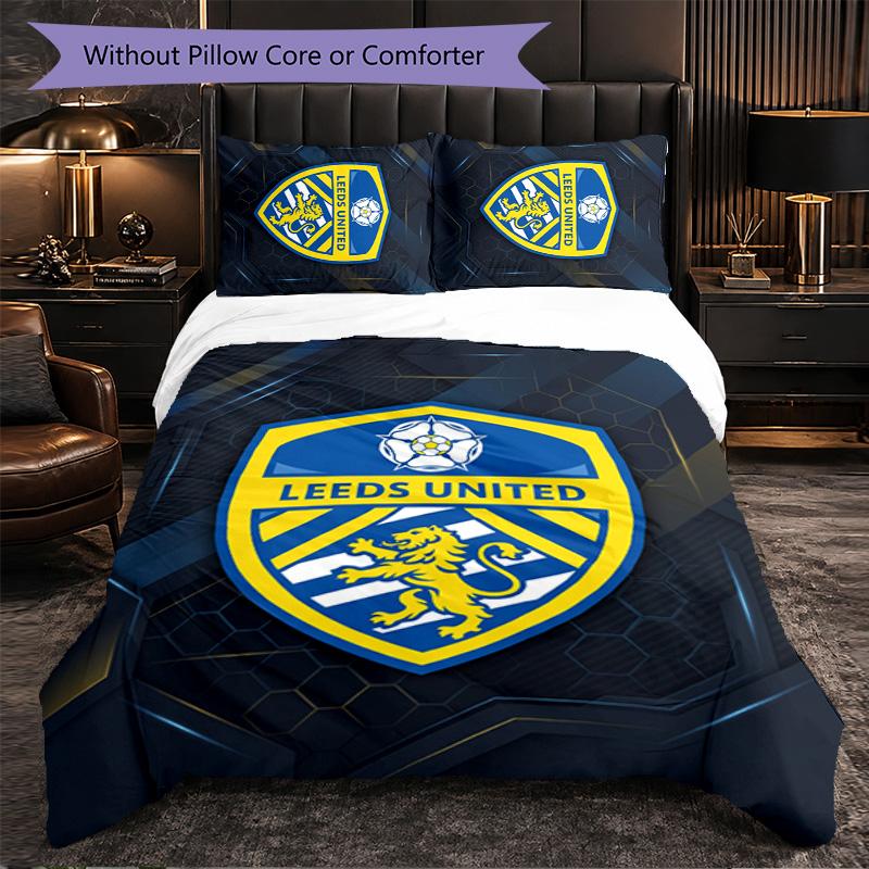 Biancheria da letto a tema Leeds United Set 3 Pezzi Copripiumino Biancheria da letto Decorativa Per Camera Adolescenti Decorazione Casa