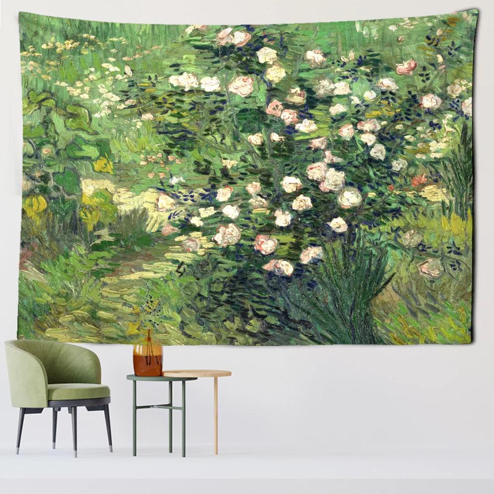 Gobelin Van Gogh Aloesowy Wóz i Daleki Pociąg Salon Tło Domu Tkanina Wisząca Dekoracja Ścienna