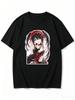 2026 New Unisex Crew Neck Casual Short Sleeve TShirt With Finger On Mouth Kurumi Tokisaki Cutout Anime Print TShirt