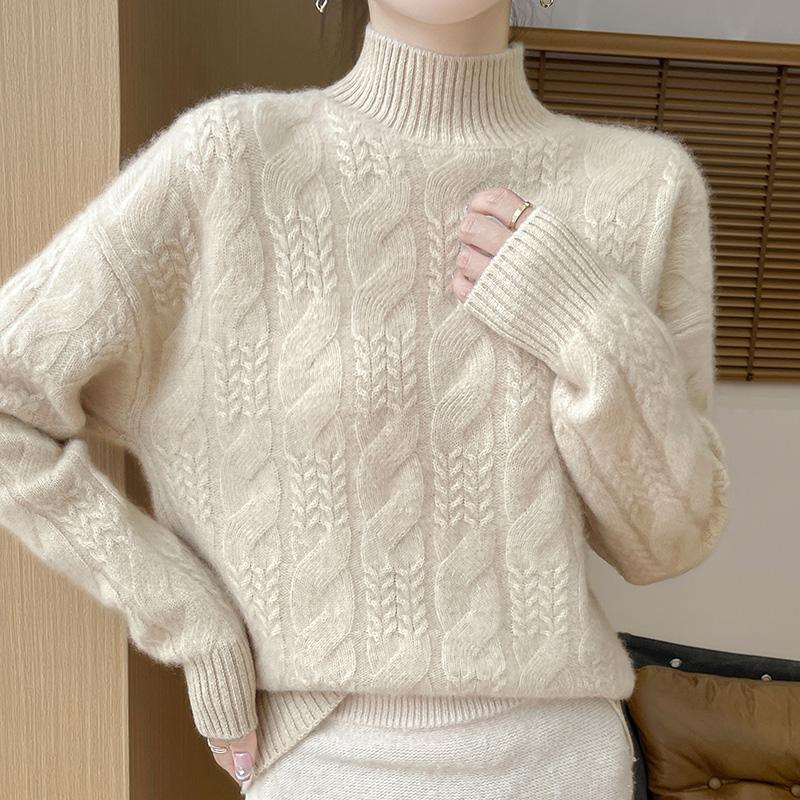 Women's Cashmere Sweater Qinghe Cashmere 30% Cashmere 70% Wool Autumn and Winter Pullover Warm and Fashionable