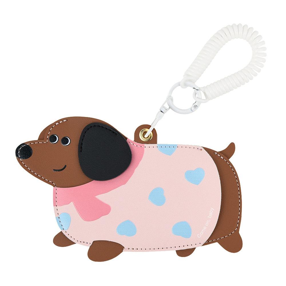 PU Leather Leather Dog Pendant Multifunction Cartoon Keychain Fashion Card Case  Male/Famale