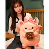 Adorable Milk Tea Pig Pink Pig Plush Toy With Bow Headband
