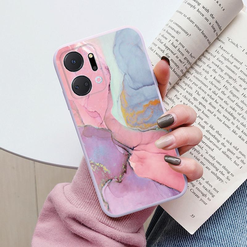 Case For Honor X7a Back Cover Protective Silicone Funda Fashion Marble Stone Texture Coque For HonorX7a 6.75 X8b X7b X7c X7d X8c