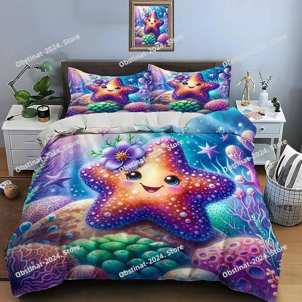 3D Cute Cartoon Stars Bedding Set Printed Single Comforter Quilt Bed Cover Duvet Cover Pillow Case 3 Pieces Sets Kids Adult Size