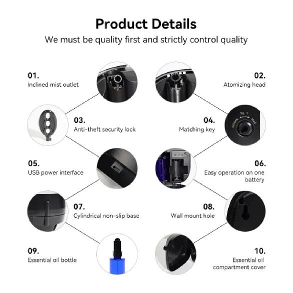 Smart  Fragrance Oil Diffuser App Control Battery Operated Electric 100ML Aroma Diffuser Scent Air Freshener Home OfficeToilet