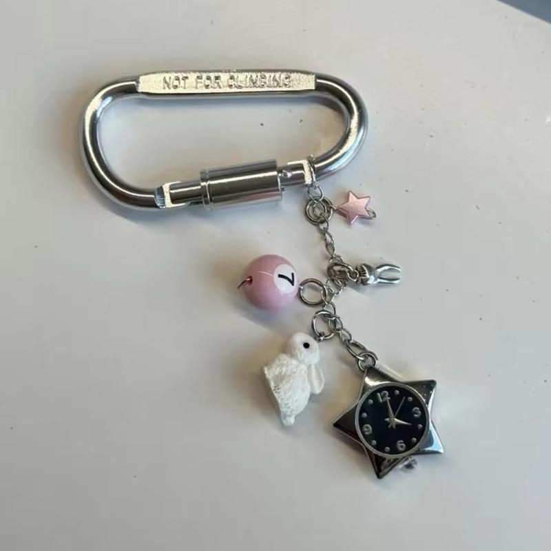 Rotating Star Dial Keychain Bag Charm Stainless Steel Alloy Pendant For Purse Backpack Gift for Women Girls