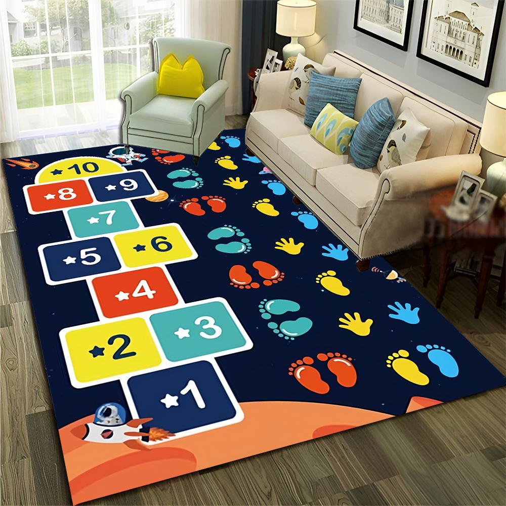 Funny Hopscotch Child Digital Games Boy Girls Carpet Rug for Home Living Room Bedroom Sofa Doormat Decor,Non-slip Floor Mat