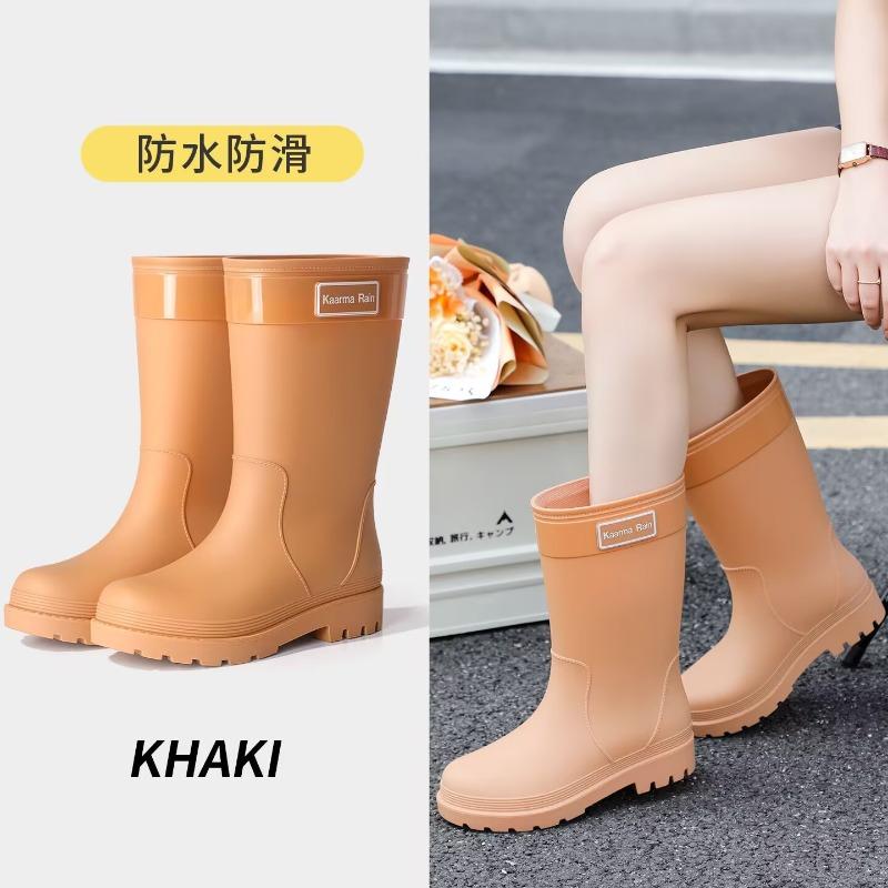 

Rain shoes women s fashion high tube long tube water boots non-slip warm thickened waterproof shoes adult rain boots 35