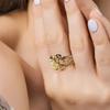 Damenring Goldfarben Blume Durchbruch Vintage Filigran Zirkonia Inlay Modeschmuck