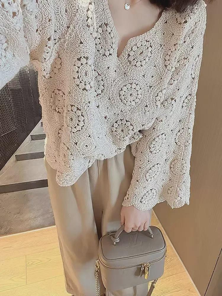 2023 Autumn Gentle Style Lace Shirt & Midi Skirt Set for Women