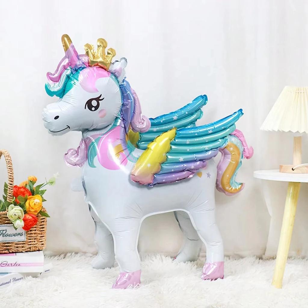 3D Stehender Einhorn Folienballon Junge Mädchen Geburtstagsparty Dekoration Regenbogen Einhorn Party Dekoration Zubehör Kinderspielzeug Geschenke