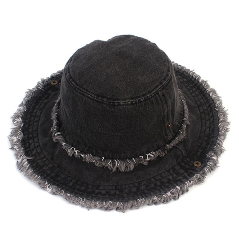 Universal Chemistry Vintage Black Denim String Bucket Hat