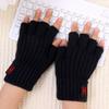 2020New Autumn And Winter Knitted Warm Half Finger H-label Gloves With Sliding Screen Fashion Men's Sports Mittens Warmth Cold-proof