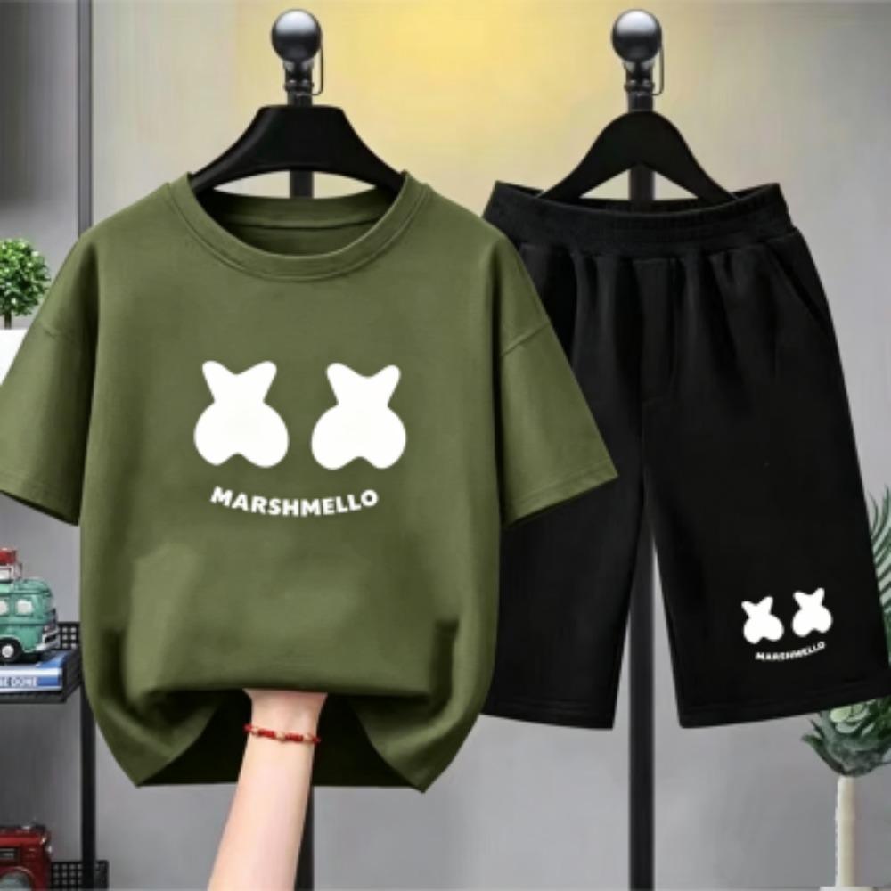 Fashion Kids T-shirt Shorts Set Fun Letter Printed Short Sleeve Tops Shorts 2pcs Summer Boy Girl's Outdoor Casual T-shirt Sets